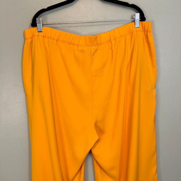 Anthology Trouser Pants Plus 16 Yellow Straight Leg Ruffles High Rise Flat Front - Picture 6 of 8